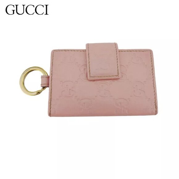 GUCCI Key Case Guccisima Pink Leather Authentic Used - Picture 1 of 10